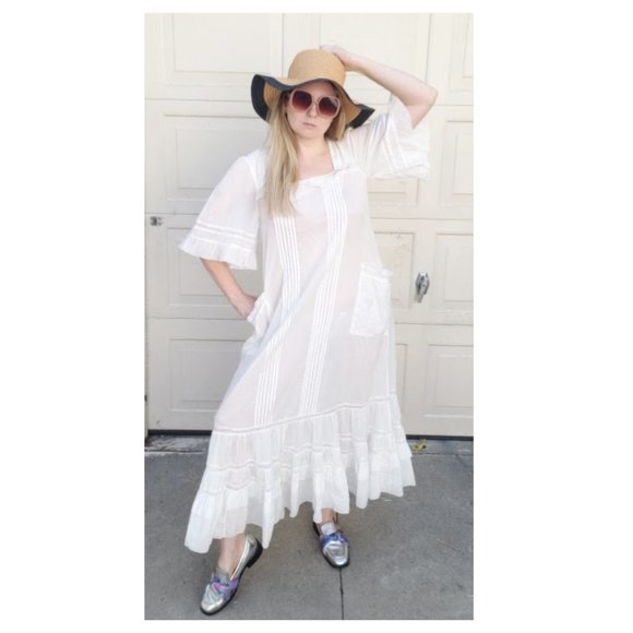 & Other Stories Dresses & Skirts - & Other Stories White Ruffle Cottagecore Midi Nap Dress